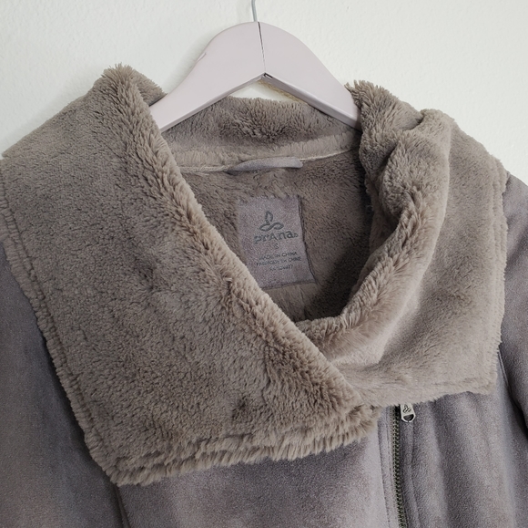 prAna Lilith Earth Gray Suede/Fur Coat Jacket Small - Picture 3 of 7
